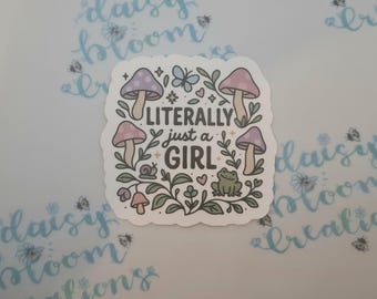 Mushroom Girl Waterproof Sticker: Whimsical Nature Lover Matte Decal