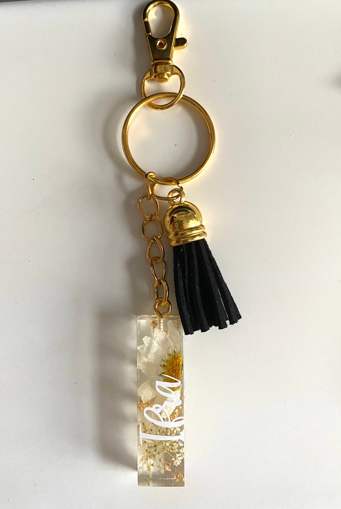 Personalised Custom Resin Keyring With Name and colour tassel Etsy