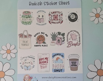 Book Lover Sticker Sheet: Glossy Bookish Stickers for Planners & Journals