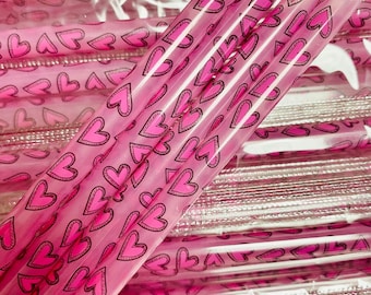 Pink Heart Straw: Reusable BPA-Free Plastic Straw