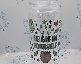 Monstera Leaf Cold Cup: Beleaf in Yourself Reusable Iced Coffee Tumbler
