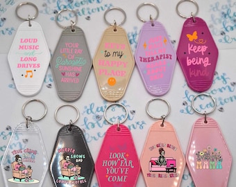 Retro Motel Keyring – Funny Quote Keychain, Bag Charm