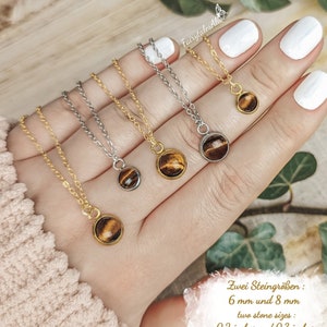 Handmade Tiger&#39;s Eye Quartz Pendant Necklace: Gold Plated or Stainless Steel