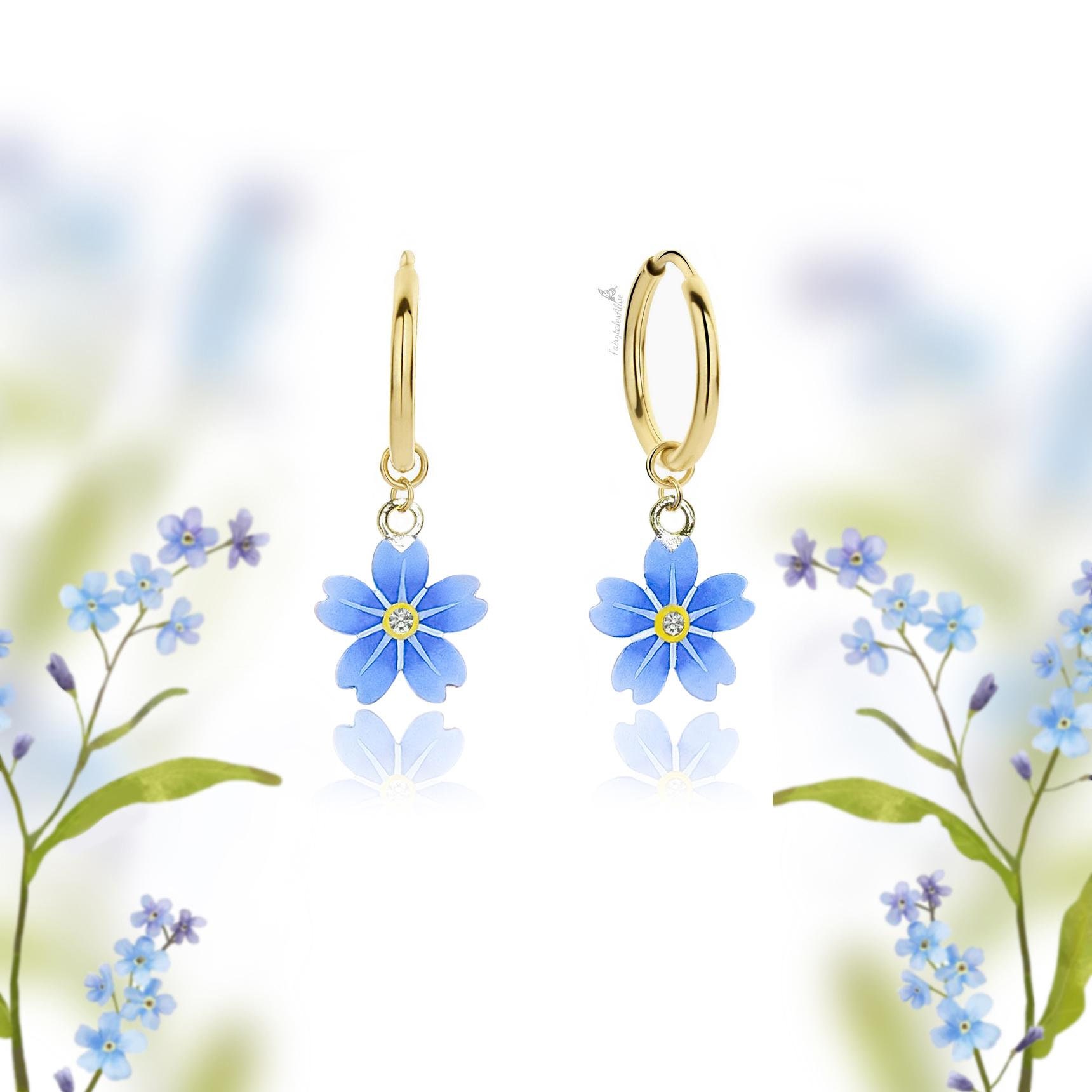 POPLYKE Sterling Silber Blumen-Huggie Ohrringe – Kleine Sonnenblume, Hypoallergen, Mit Geschenkbox