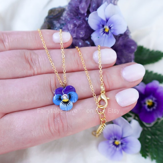 Colour Blue Floral Czech Glass Flower Necklace - Etsy