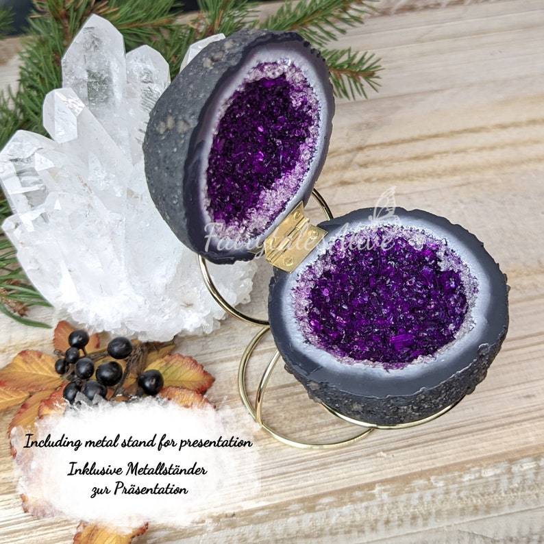 Purple Glass Crystal Engagement Ring Box Handmade Glass Etsy