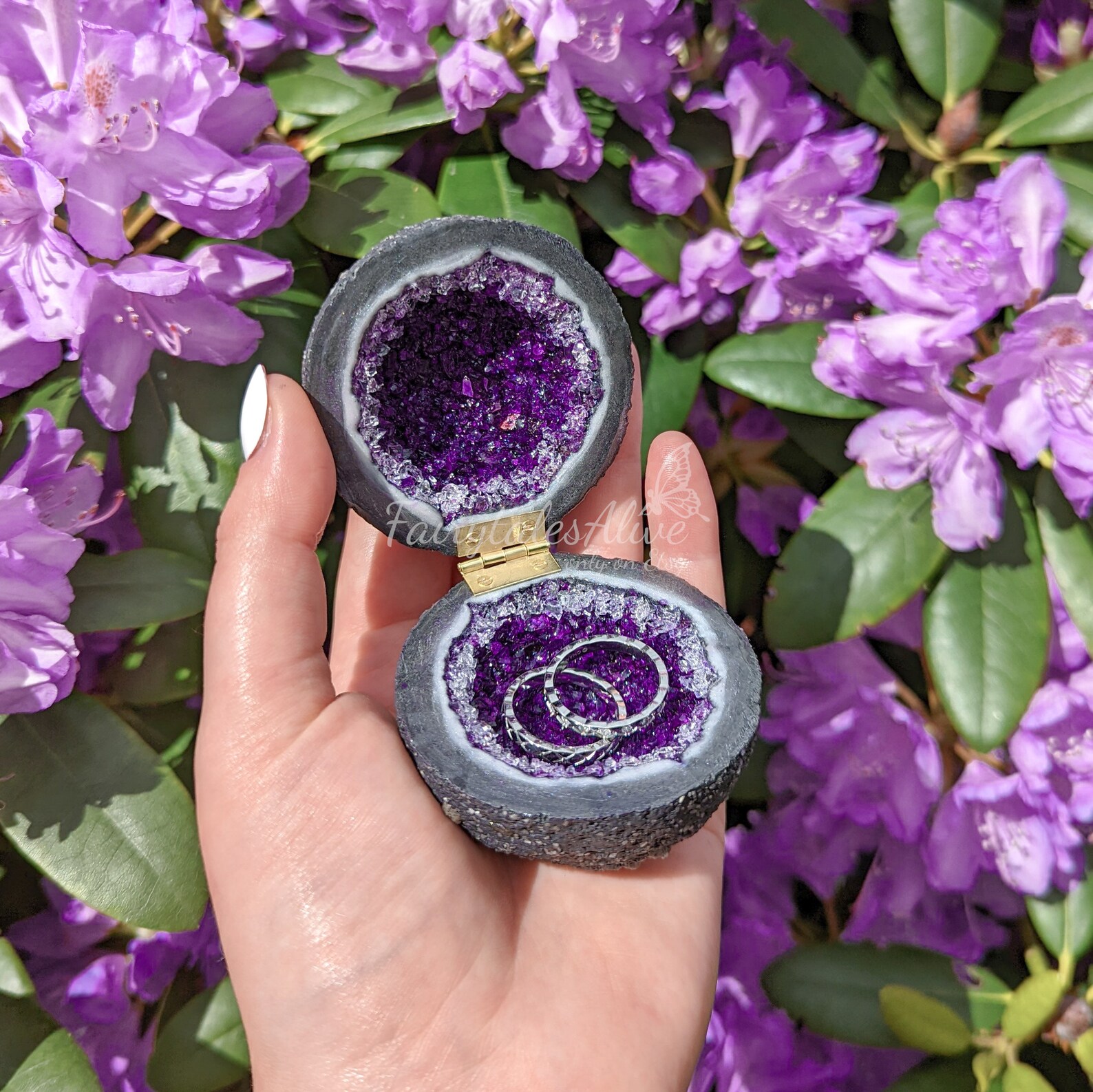 Purple Glass Crystal Engagement Ring Box Handmade Glass Etsy