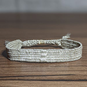 Linen Handwoven Bracelet, Minimalist Simple Bracelet, Woven Fabric Jewelry, Loom Woven Bracelet, Textile jewelry, Gifts for woman