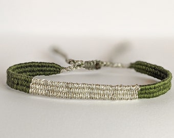 Handwoven Fabric Bracelet, Minimalist Textile String Bracelet, Anniversary Gift for Her / Wife, Best Friend Gifts, Thank You Gift, Weaving