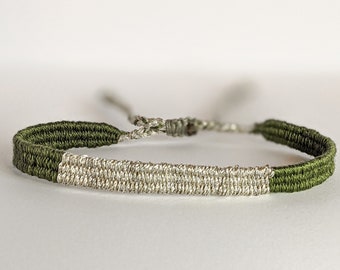 Handwoven Bracelet, Minimalist String Bracelet, Woven Boho Jewelry, Fabric Bracelet, Textile jewelry, Gifts for man and woman, Weaving