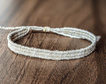 Linen Handwoven Bracelet, Minimalist Bracelet, Simple bracelet, Woven Jewelry, Loom Woven Bracelet, Textile jewelry, Gifts for woman