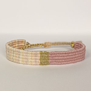 Handwoven Minimalist Fabric Bracelet, Boho Woven Textile Jewelry, Anniversary Gift for Her, Wife / mother&#39;s day, Weaving, Best Friend Gifts