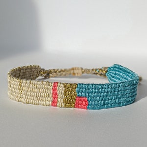 Handwoven Bracelet, Minimalist Fabric Bracelet, Loom Woven Boho Jewelry, Textile jewelry, Gifts for woman / her / mother, Weaving