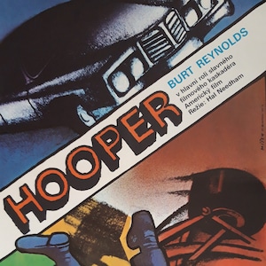 Póster original A1 de la película checa de 1978 Burt Reynolds Film Hooper
