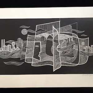Original Linocut Fine Art Print by Ilja Hartinger 1975
