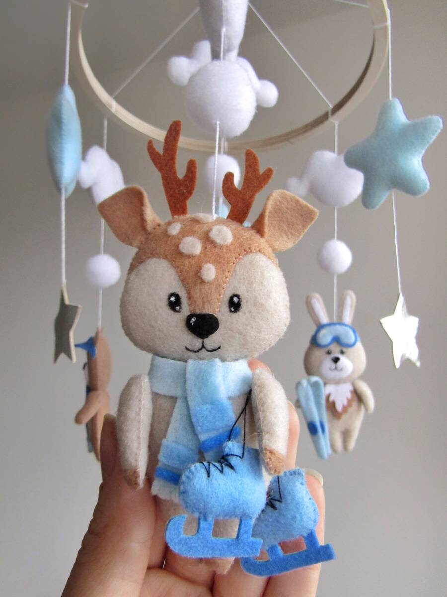 Baby boy cot mobile. Sports crib mobile forest animals Etsy