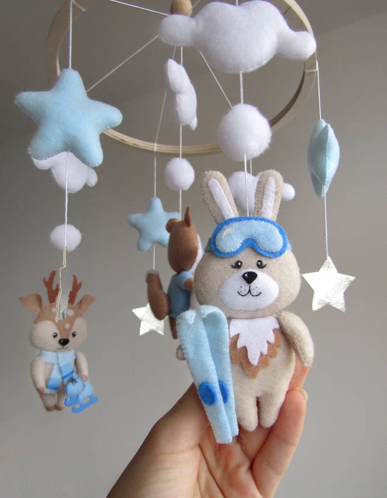 Baby boy cot mobile. Sports crib mobile forest animals Etsy