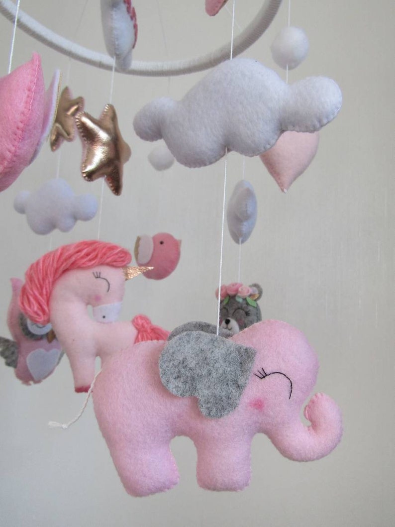 Baby girl crib mobile. Animal cot mobile for nursery decor. Etsy