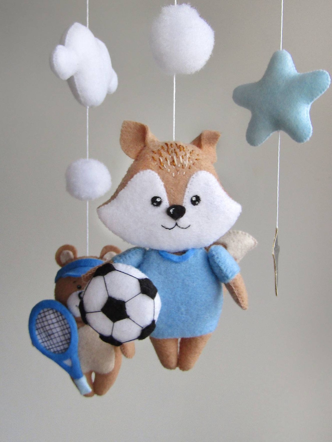 Baby boy cot mobile. Sports crib mobile forest animals Etsy