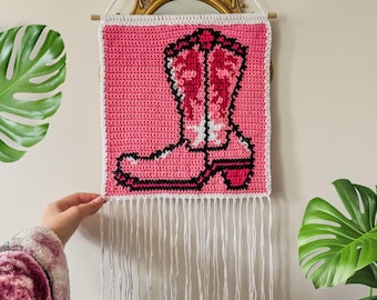 Patrón de crochet para tapiz de bota vaquera (PDF DESCARGABLE)