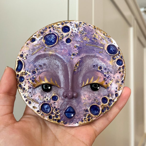 Baby Blue/Lilac Moon Face Incense Holder