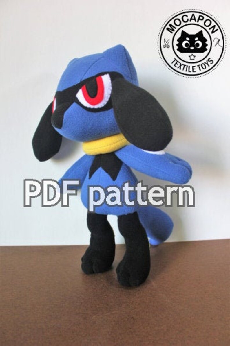 Riolu Pokemon Pattern peluche jouet patron de costura de felpa image 1.