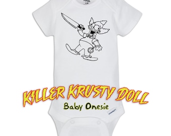 Killer Krusty Doll/Baby Onesie/Treehouse of horror/Halloween/The Simpsons/baby clothes/babies first halloween/bodysuit/unisex baby clothes