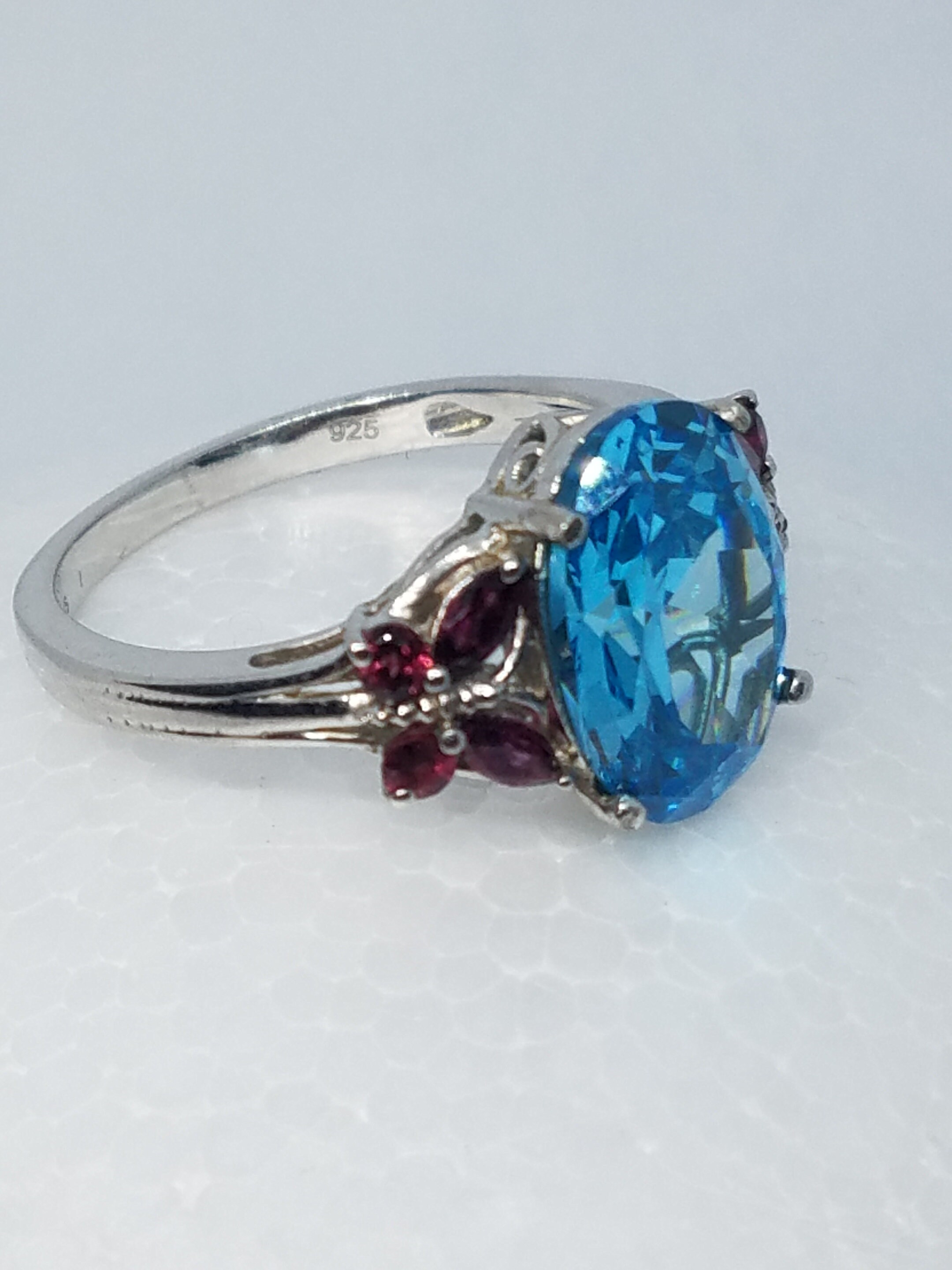 Gorgeous Aquamarine Butterfly Ring – Large Oval Stone In Alloy Silver 9 thumbnail image