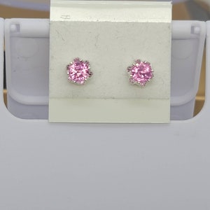 Incredible Cut and Color in These Natural Pink Sapphire Gemstones mounted in Fancy Sterling Silver Stud Findings, 0.86 carat, 4.25mm round