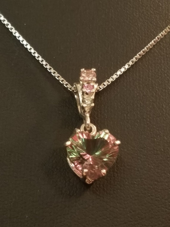 Box Chain Necklace with Brown Faceted Pendant Cubic Zirconia Accent Box Chain Box Chain Necklace with Brown Faceted Pendant Cubic Zirconia Accent Box Chain