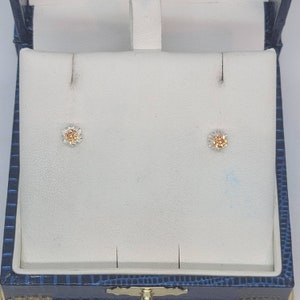 Glowing Orange CZs in Fancy Buttercup Sterling Silver Studs, 0.28 carat, 2mm