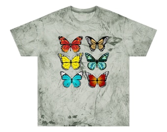 Unisex Butterfly Graphic Tee, Tie Dye T-Shirt