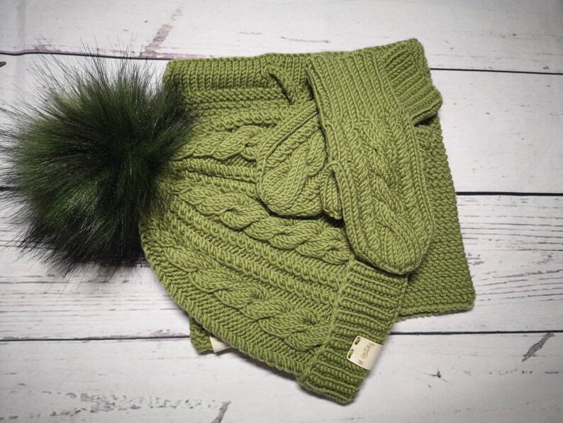 Merino wool handmade hat snood and gloves sets for boy or girl Etsy