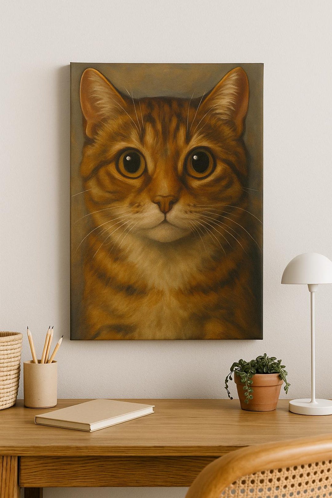 Tabby Cat Canvas Wall Art: Realistic Pet Portrait Home Decor - Etsy