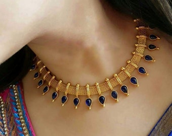 Bollywood Style Gold Plated Choker Necklace Earrings Bridal Indian Kundan Jewelry Set