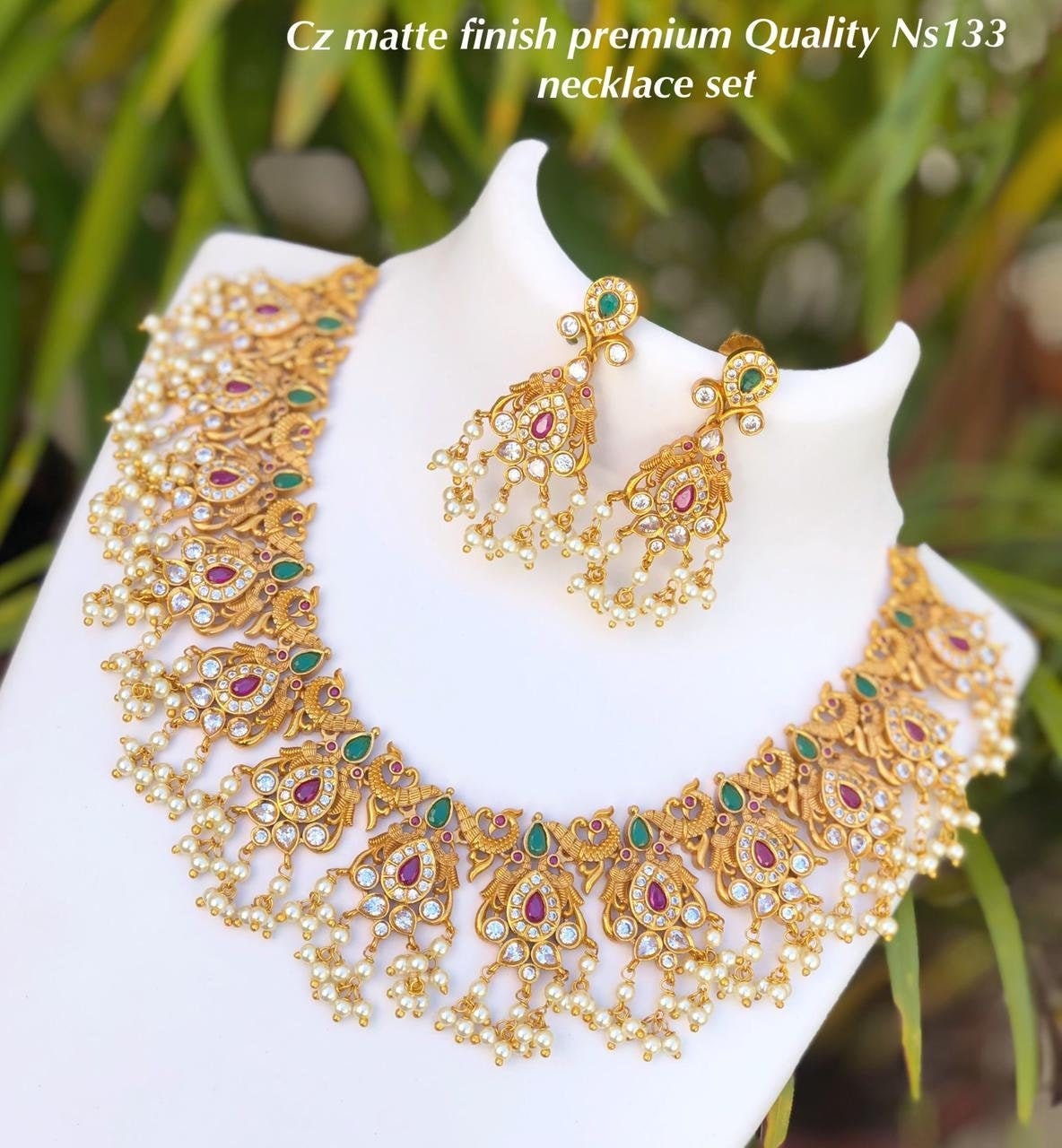 Bollywood Style Gold Plated bridal jewelry set cz ad necklace Etsy