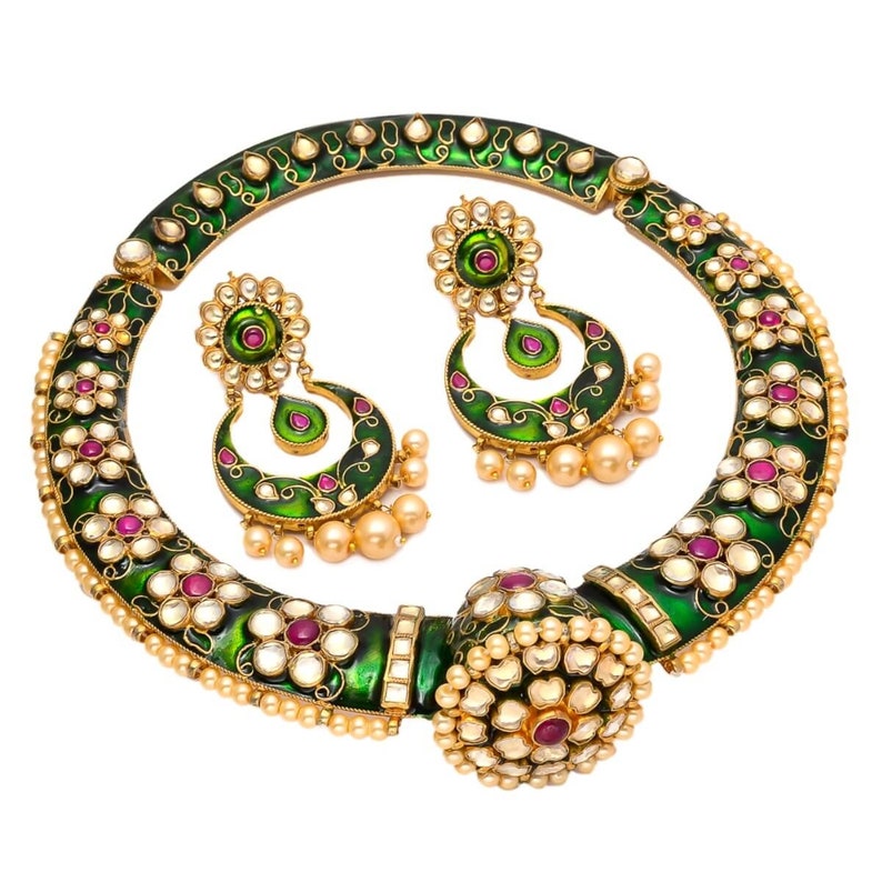 Kundan Hasli Necklace Earrings Chandbali Rajasthani Rajwadi Etsy