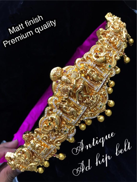 Indian Bollywood Style Gold Plated Kamar Bandh Waist Belt CZ Jewelry Set