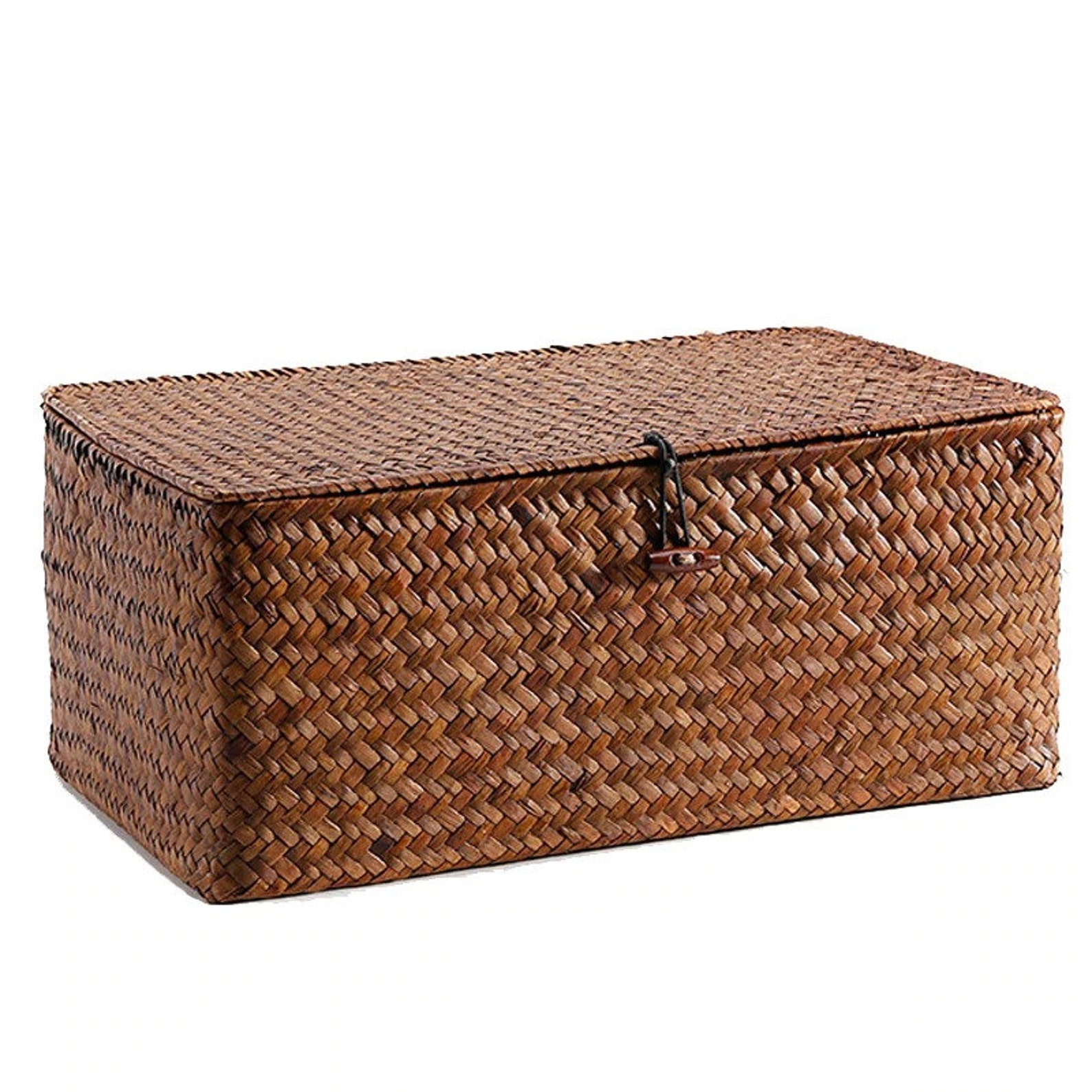 Handmade Straw Storage Basket Debris Covered Rattan Storage Box Home