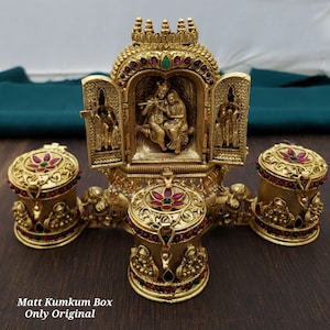 Indian Bollywood Style Gold Plated Temple Jewelry Set Kumkum Box Bridal Jewelry Set Indian Traditional Jewelry Set