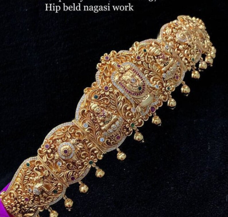 Matte Finish Nagasi Work Vaddanam Waist Belt Kamarpatta Indian Etsy