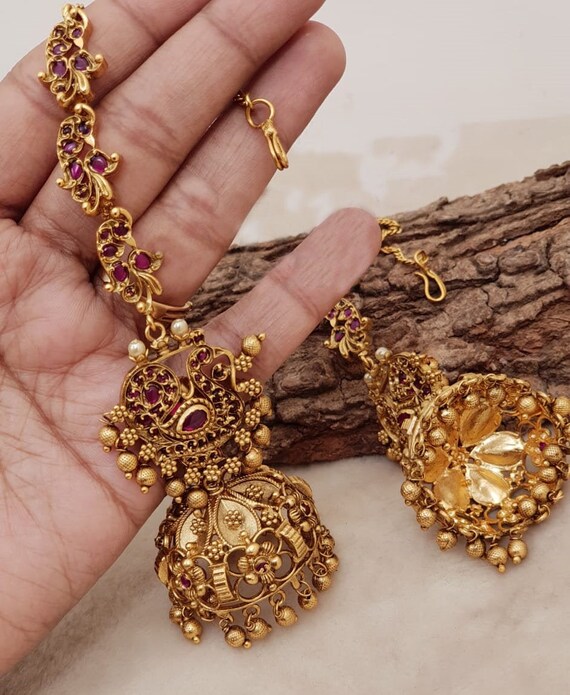Nagas Jhumka Chain Earrings Bridal 