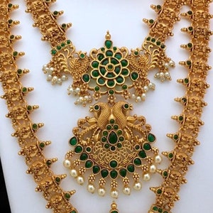 South Indian Set, Traditional Indian Temple Jewelry, Chain Necklace ...