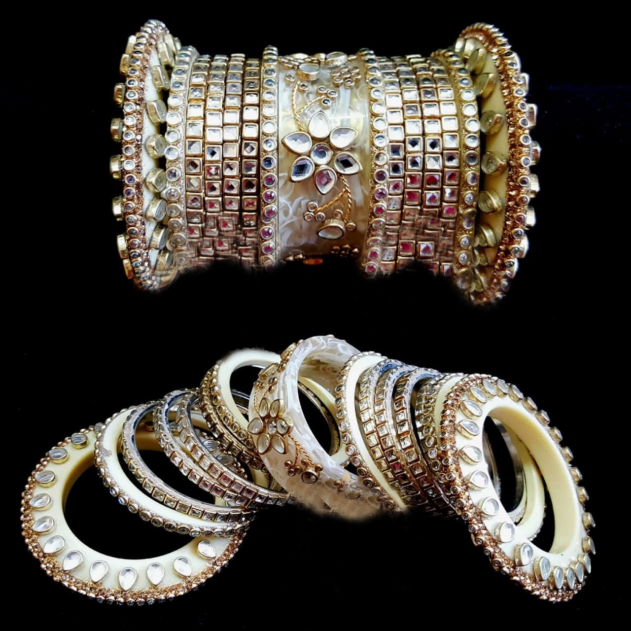 Kundan Chura Bangle Bridal Set Acrylic 