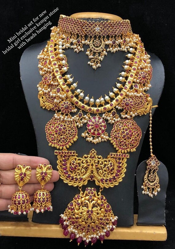 Gold Plated Anitque Finish Real Look Brass Kasu Lakshmi Jhumka