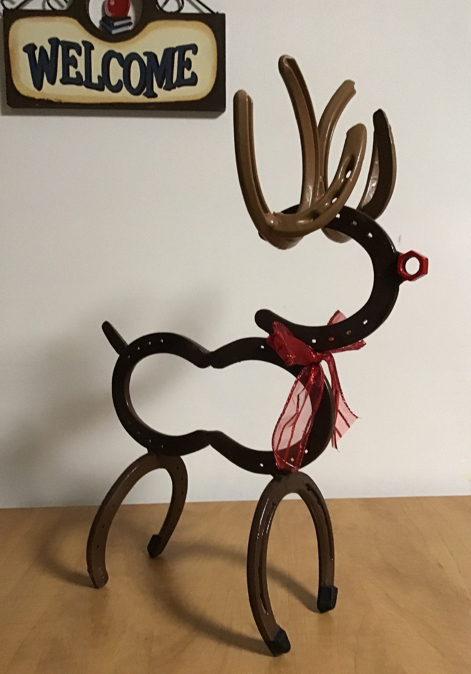 Rustic Horseshoe Reindeer Etsy