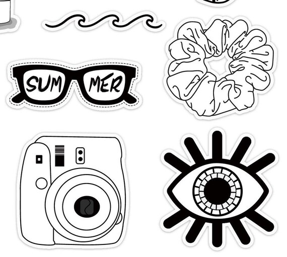 Cute And Trendy Vsco Sticker Set 13pc Black And White Etsy