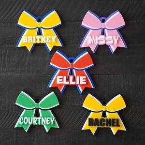 Cheer Bow Tough Bag Tag Personalized Cheer Bag Tag Custom Cheer Keychain Cheer Backpack Tag Personalized Cheer Keychain Song Keychain