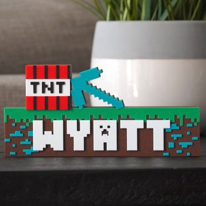 Mining Desk Name Sign Video Game Sign Last Name Sign Kids Room Sign Mine Sign Stocking Stuffer