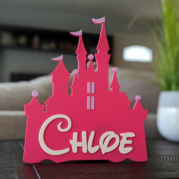 Princess Castle Name Door Sign 3D Printed Name Plate Princess Sign Princess Decor Castle